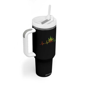 Reggae Weed Tumbler With Handle Rasta Marijuana Leaf Heartbeat Weed Lovers 420 TS10 Print Your Wear