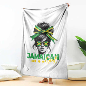 Proud Jamaican Girl Throw Blanket Jamaica Messy Bun Retro Vintage Jamaican Flag TS10 Print Your Wear