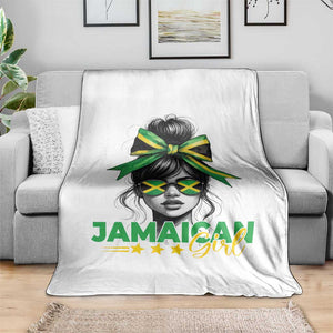 Proud Jamaican Girl Throw Blanket Jamaica Messy Bun Retro Vintage Jamaican Flag TS10 Print Your Wear