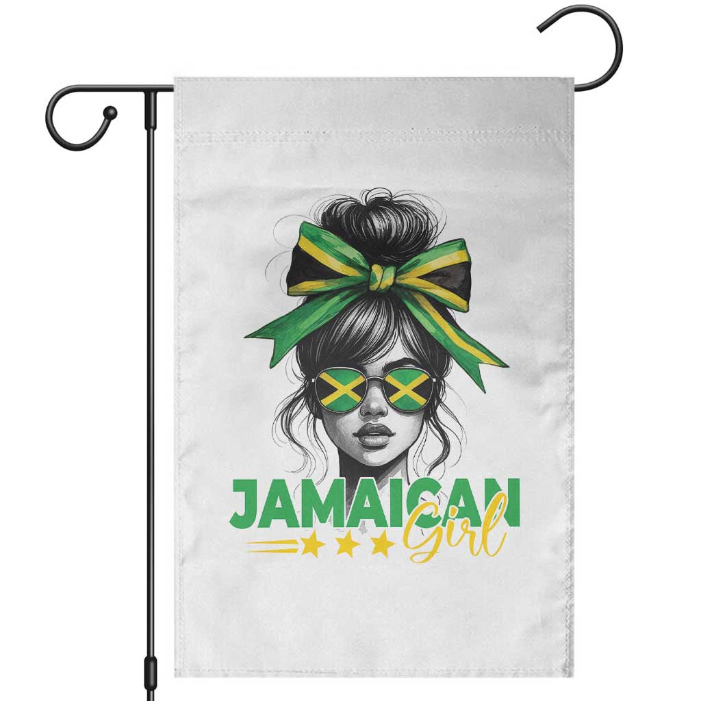 Proud Jamaican Girl Garden Flag Jamaica Messy Bun Retro Vintage Jamaican Flag TS10 White Print Your Wear
