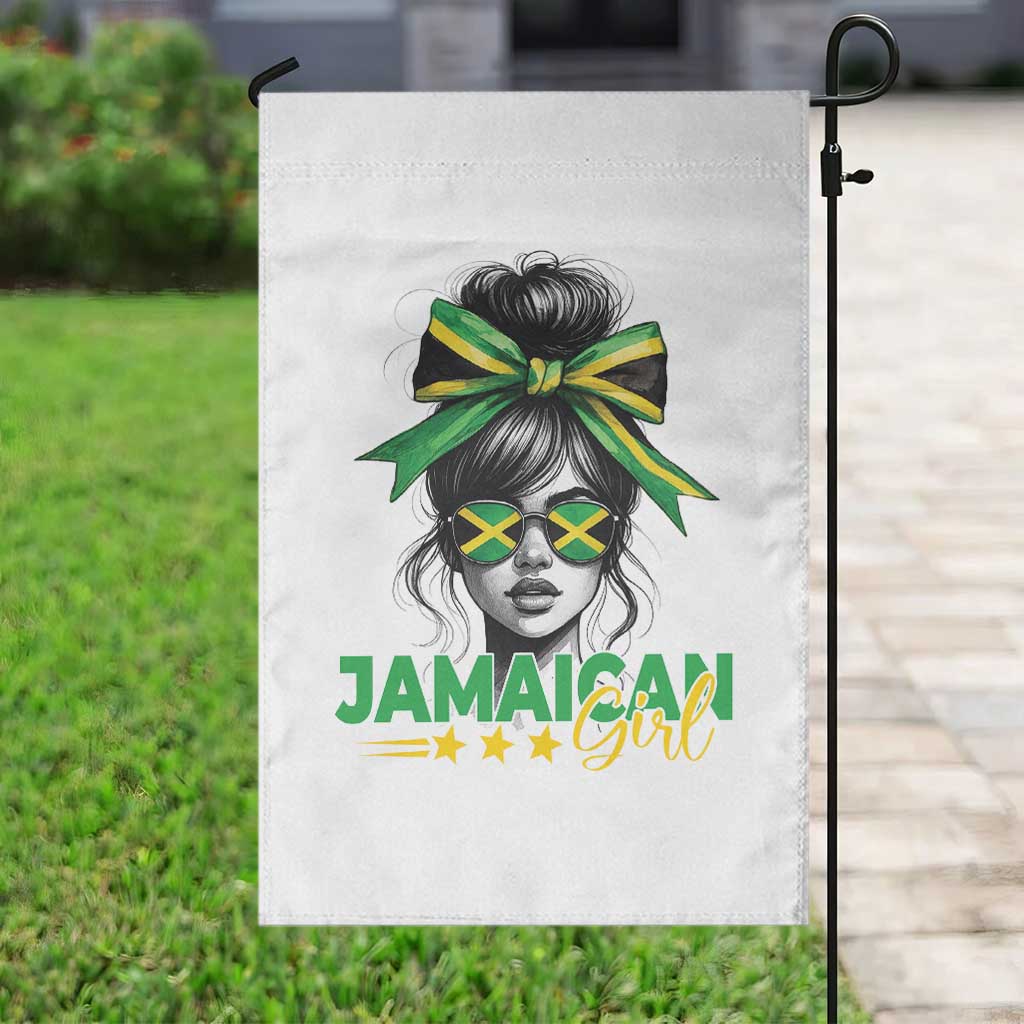 Proud Jamaican Girl Garden Flag Jamaica Messy Bun Retro Vintage Jamaican Flag TS10 Print Your Wear