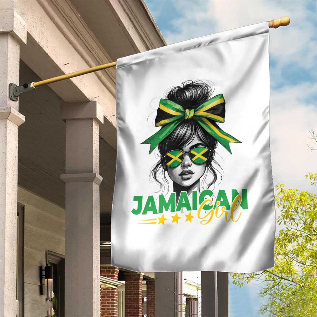 Proud Jamaican Girl Garden Flag Jamaica Messy Bun Retro Vintage Jamaican Flag TS10 Print Your Wear
