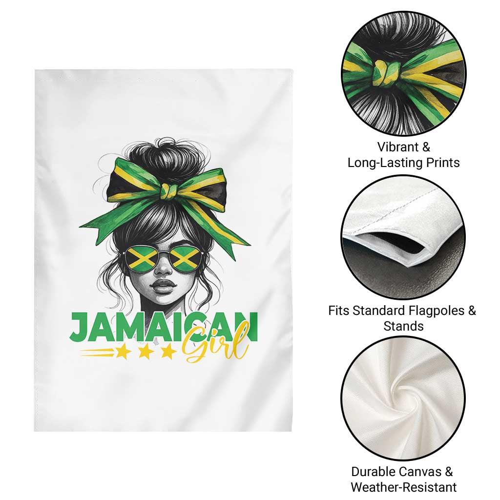 Proud Jamaican Girl Garden Flag Jamaica Messy Bun Retro Vintage Jamaican Flag TS10 Print Your Wear