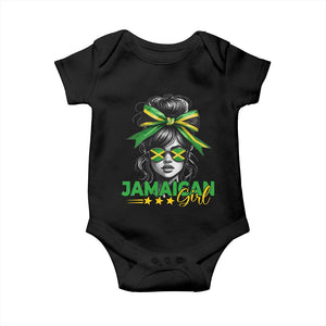 Proud Jamaican Girl Baby Onesie Jamaica Messy Bun Retro Vintage Jamaican Flag TS10 Black Print Your Wear