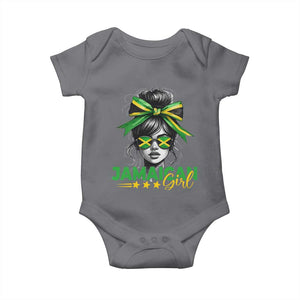 Proud Jamaican Girl Baby Onesie Jamaica Messy Bun Retro Vintage Jamaican Flag TS10 Charcoal Print Your Wear