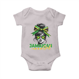 Proud Jamaican Girl Baby Onesie Jamaica Messy Bun Retro Vintage Jamaican Flag TS10 Ice Gray Print Your Wear
