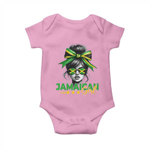 Proud Jamaican Girl Baby Onesie Jamaica Messy Bun Retro Vintage Jamaican Flag TS10 Light Pink Print Your Wear