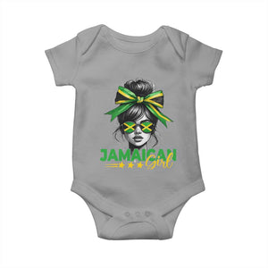 Proud Jamaican Girl Baby Onesie Jamaica Messy Bun Retro Vintage Jamaican Flag TS10 Sport Gray Print Your Wear