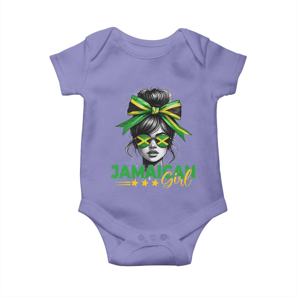 Proud Jamaican Girl Baby Onesie Jamaica Messy Bun Retro Vintage Jamaican Flag TS10 Violet Print Your Wear