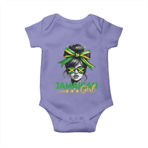 Proud Jamaican Girl Baby Onesie Jamaica Messy Bun Retro Vintage Jamaican Flag TS10 Violet Print Your Wear