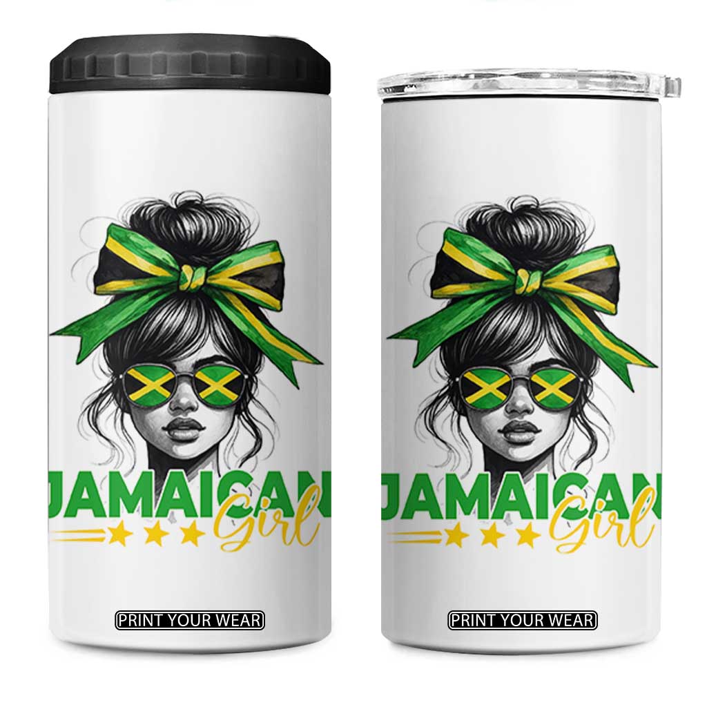 Proud Jamaican Girl 4 in 1 Can Cooler Tumbler Jamaica Messy Bun Retro Vintage Jamaican Flag TS10 One Size: 16 oz White Print Your Wear