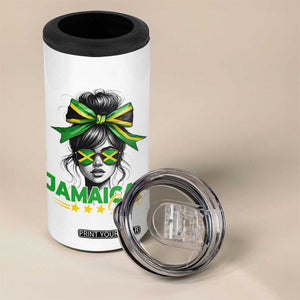 Proud Jamaican Girl 4 in 1 Can Cooler Tumbler Jamaica Messy Bun Retro Vintage Jamaican Flag TS10 Print Your Wear