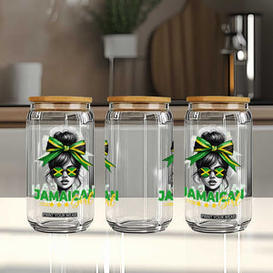Proud Jamaican Girl Glass Can Jamaica Messy Bun Retro Vintage Jamaican Flag TS10 Print Your Wear