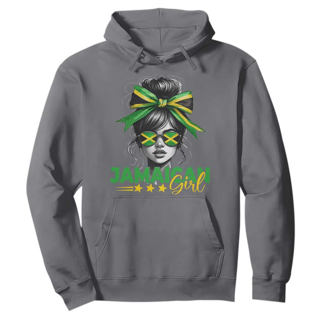 Proud Jamaican Girl Hoodie Jamaica Messy Bun Retro Vintage Jamaican Flag TS10 Charcoal Print Your Wear