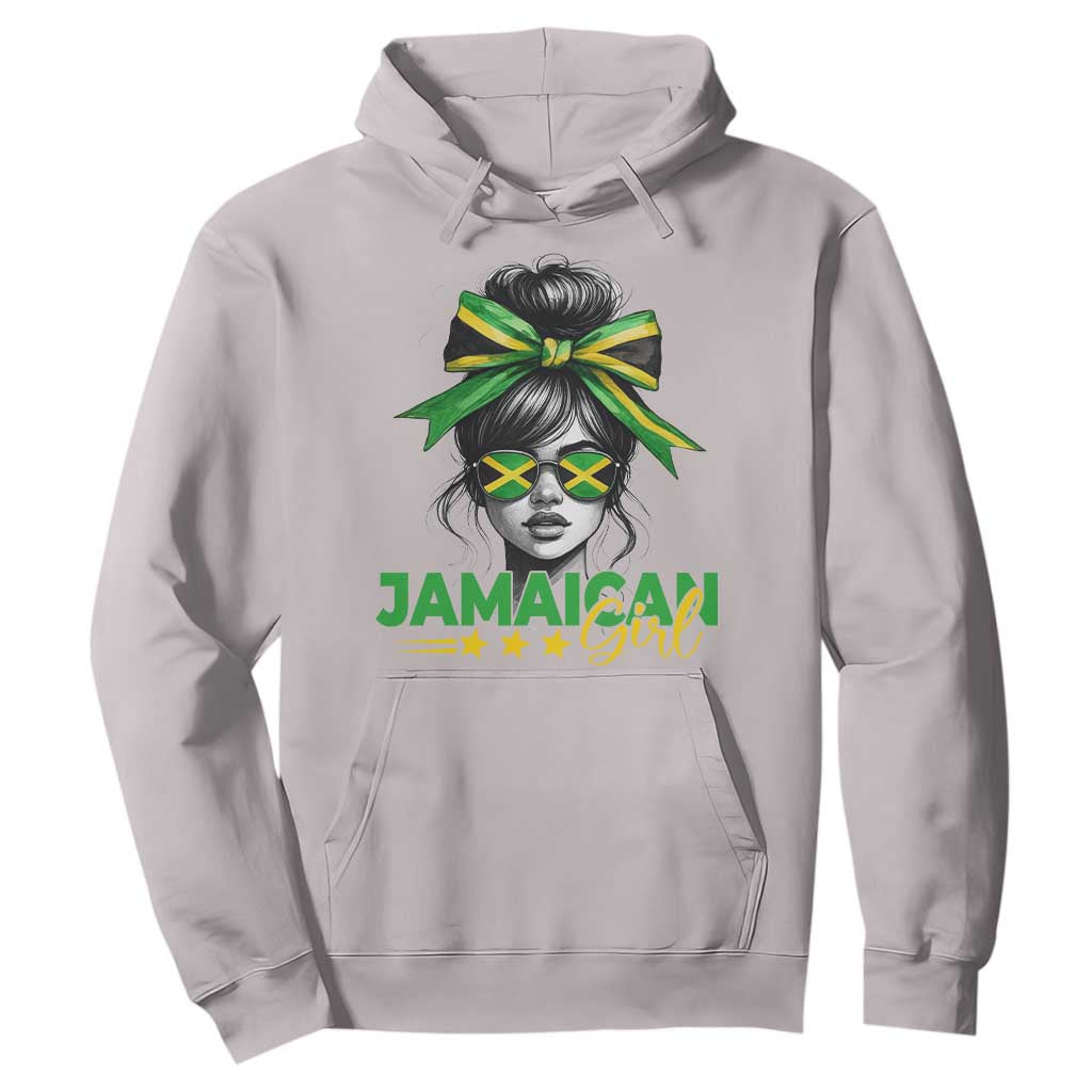 Proud Jamaican Girl Hoodie Jamaica Messy Bun Retro Vintage Jamaican Flag TS10 Ice Gray Print Your Wear