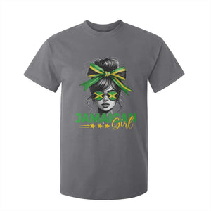 Proud Jamaican Girl T Shirt For Kid Jamaica Messy Bun Retro Vintage Jamaican Flag TS10 Charcoal Print Your Wear