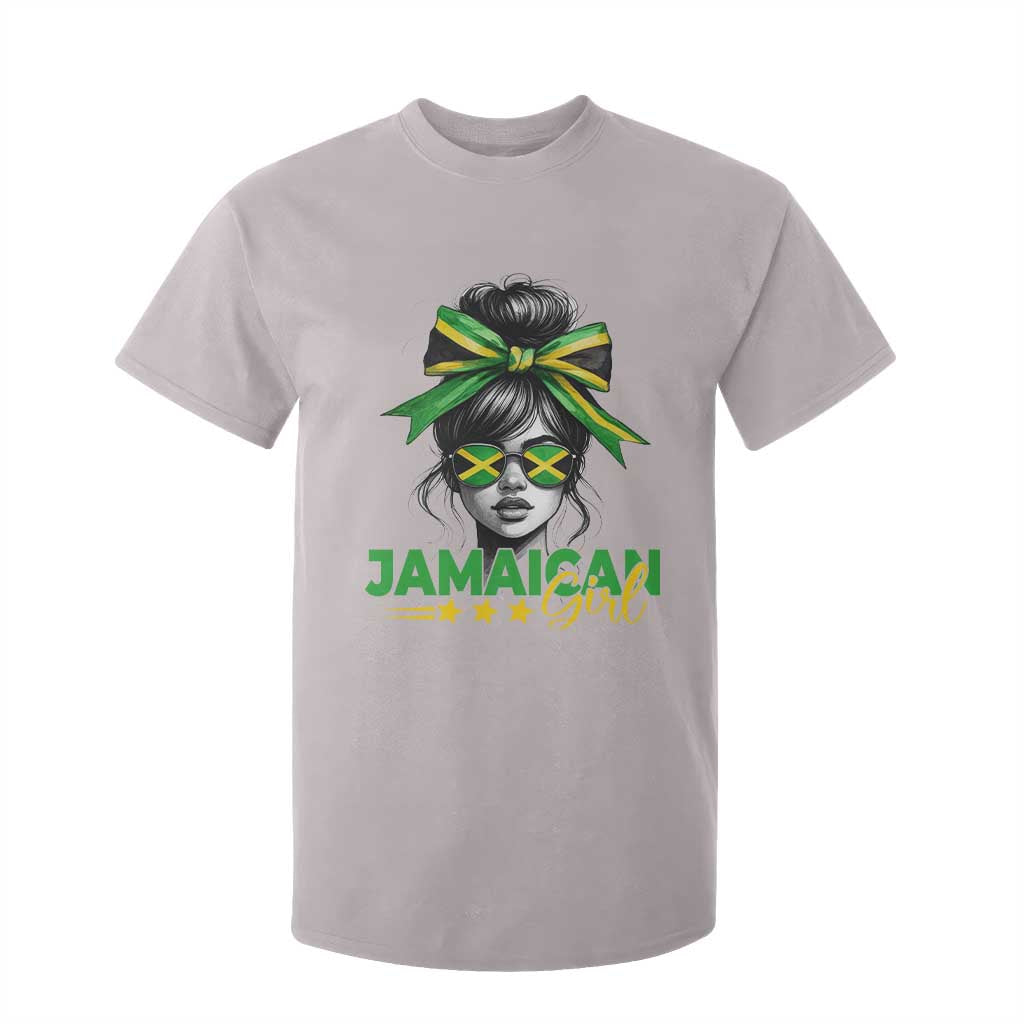 Proud Jamaican Girl T Shirt For Kid Jamaica Messy Bun Retro Vintage Jamaican Flag TS10 Ice Gray Print Your Wear