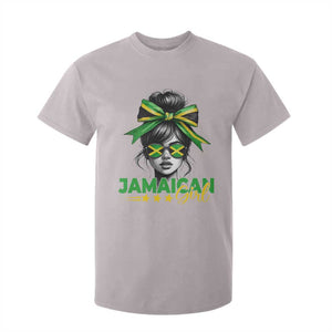 Proud Jamaican Girl T Shirt For Kid Jamaica Messy Bun Retro Vintage Jamaican Flag TS10 Ice Gray Print Your Wear