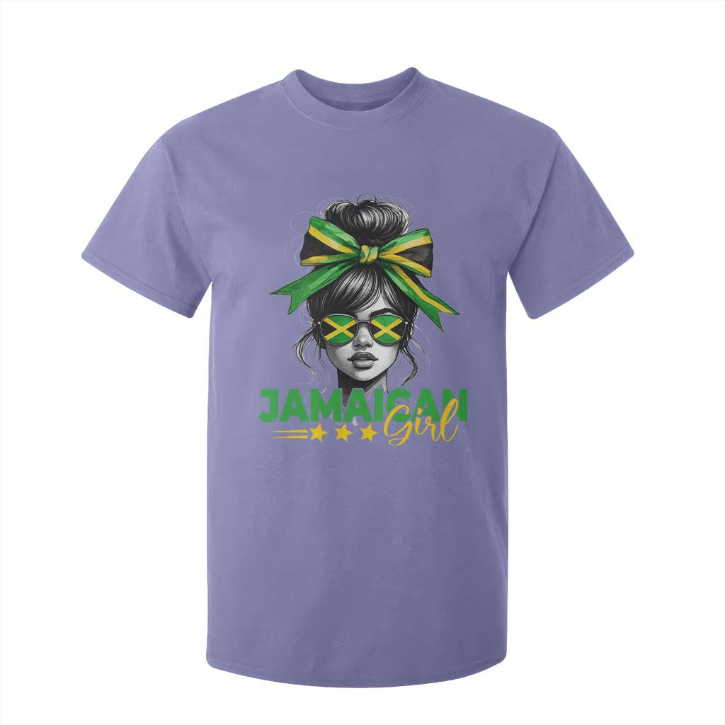 Proud Jamaican Girl T Shirt For Kid Jamaica Messy Bun Retro Vintage Jamaican Flag TS10 Violet Print Your Wear