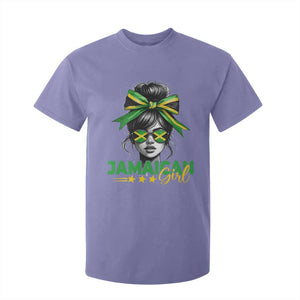 Proud Jamaican Girl T Shirt For Kid Jamaica Messy Bun Retro Vintage Jamaican Flag TS10 Violet Print Your Wear