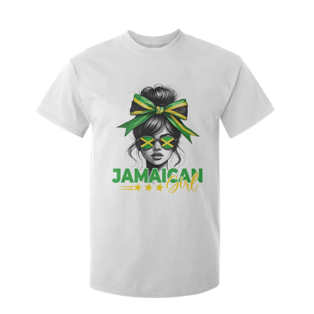 Proud Jamaican Girl T Shirt For Kid Jamaica Messy Bun Retro Vintage Jamaican Flag TS10 White Print Your Wear