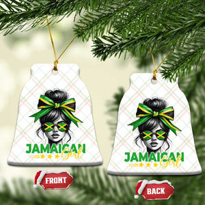 Proud Jamaican Girl Ceramic Ornament Jamaica Messy Bun Retro Vintage Jamaican Flag TS10 Print Your Wear