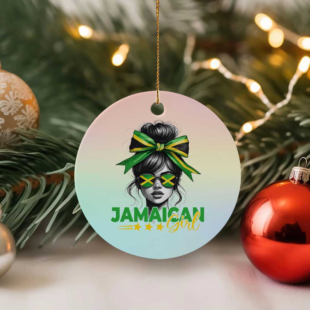 Proud Jamaican Girl Ceramic Ornament Jamaica Messy Bun Retro Vintage Jamaican Flag TS10 1pc Pastel Print Your Wear