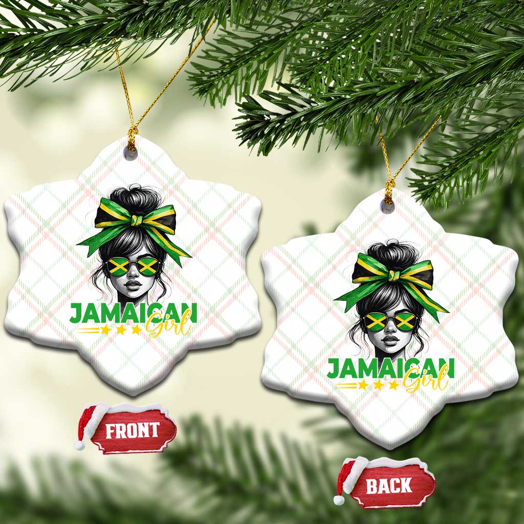 Proud Jamaican Girl Ceramic Ornament Jamaica Messy Bun Retro Vintage Jamaican Flag TS10 Print Your Wear