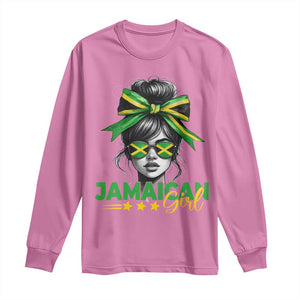 Proud Jamaican Girl Long Sleeve Shirt Jamaica Messy Bun Retro Vintage Jamaican Flag TS10 Azalea Print Your Wear