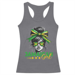 Proud Jamaican Girl Racerback Tank Top Jamaica Messy Bun Retro Vintage Jamaican Flag TS10 Charcoal Print Your Wear