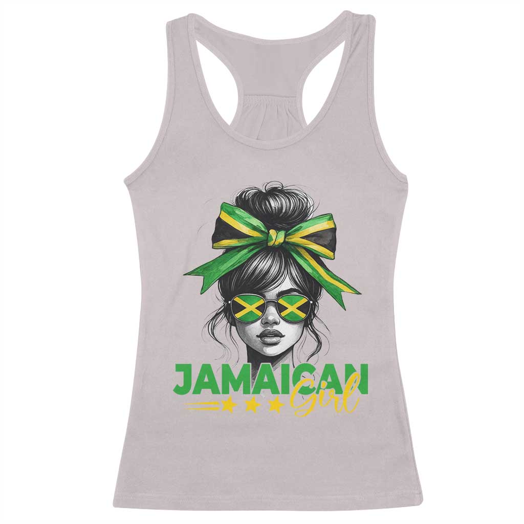 Proud Jamaican Girl Racerback Tank Top Jamaica Messy Bun Retro Vintage Jamaican Flag TS10 Ice Gray Print Your Wear