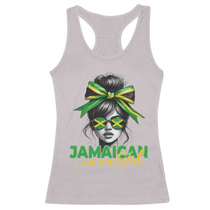 Proud Jamaican Girl Racerback Tank Top Jamaica Messy Bun Retro Vintage Jamaican Flag TS10 Ice Gray Print Your Wear