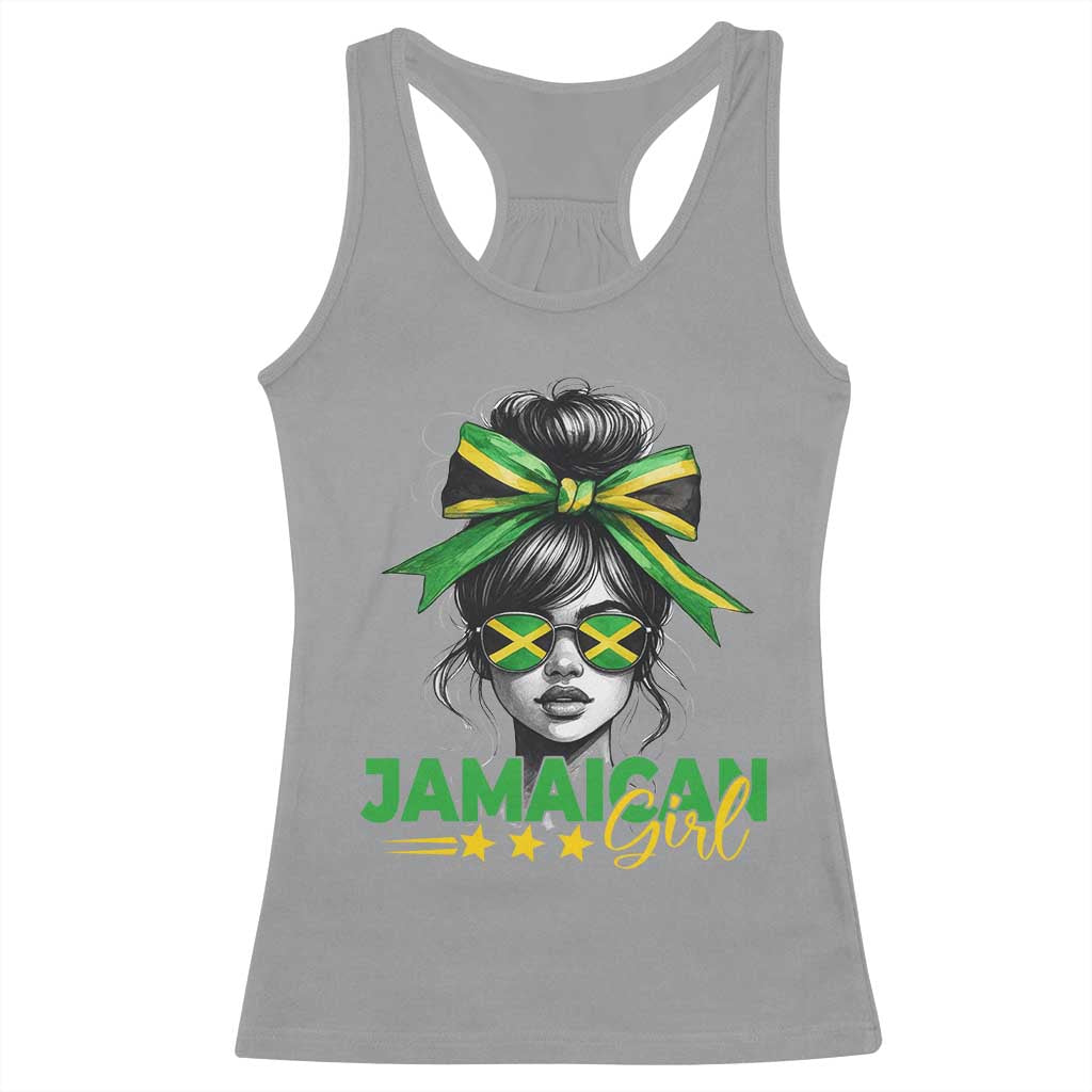 Proud Jamaican Girl Racerback Tank Top Jamaica Messy Bun Retro Vintage Jamaican Flag TS10 Sport Gray Print Your Wear