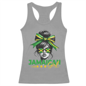 Proud Jamaican Girl Racerback Tank Top Jamaica Messy Bun Retro Vintage Jamaican Flag TS10 Sport Gray Print Your Wear