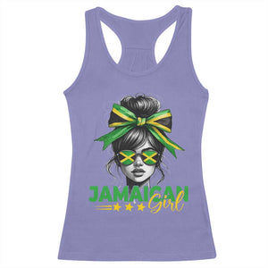 Proud Jamaican Girl Racerback Tank Top Jamaica Messy Bun Retro Vintage Jamaican Flag TS10 Violet Print Your Wear