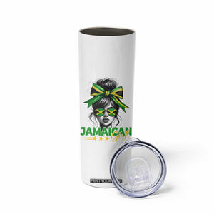 Proud Jamaican Girl Skinny Tumbler Jamaica Messy Bun Retro Vintage Jamaican Flag TS10 Print Your Wear