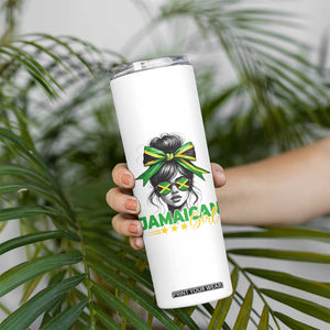 Proud Jamaican Girl Skinny Tumbler Jamaica Messy Bun Retro Vintage Jamaican Flag TS10 Print Your Wear