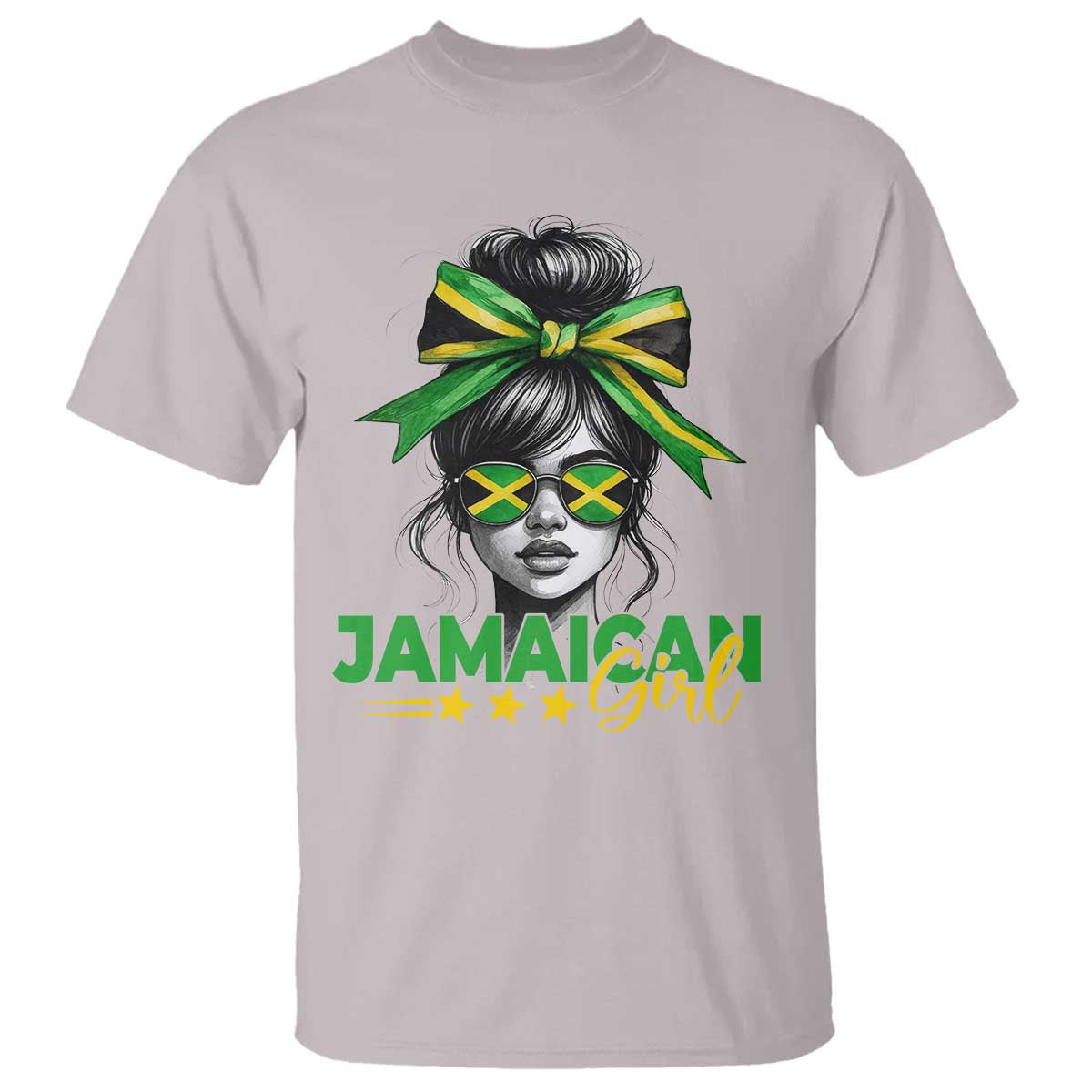 Proud Jamaican Girl T Shirt Jamaica Messy Bun Retro Vintage Jamaican Flag TS10 Ice Gray Print Your Wear