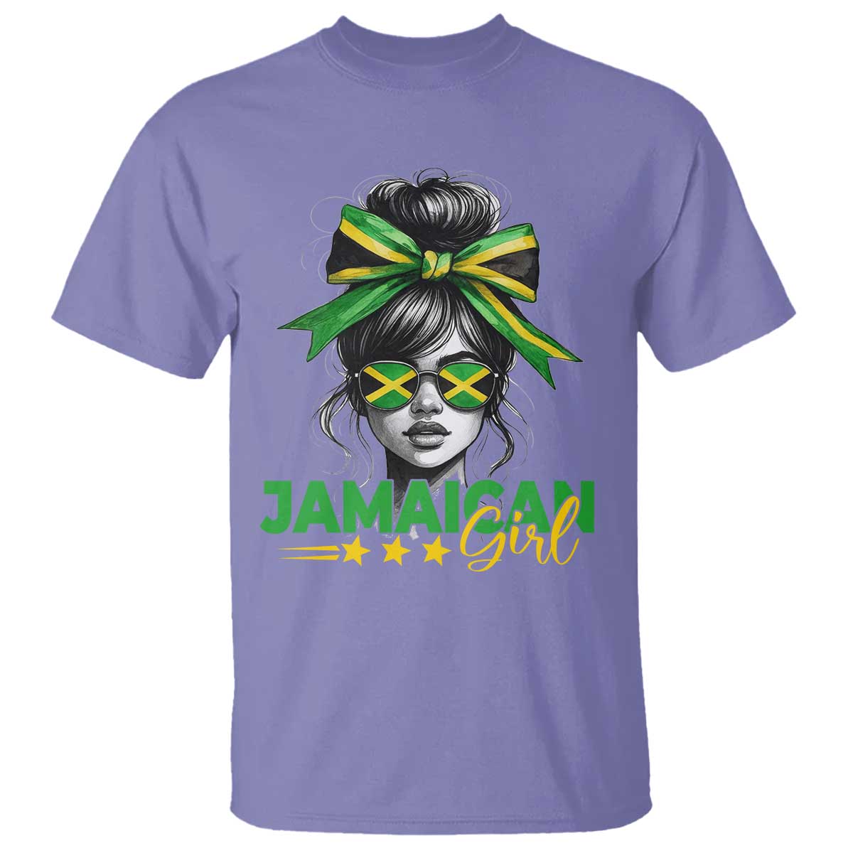 Proud Jamaican Girl T Shirt Jamaica Messy Bun Retro Vintage Jamaican Flag TS10 Violet Print Your Wear