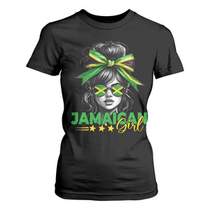 Proud Jamaican Girl T Shirt For Women Jamaica Messy Bun Retro Vintage Jamaican Flag TS10 Black Print Your Wear