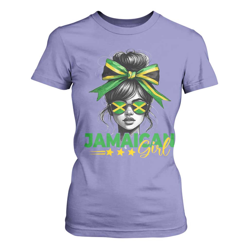 Proud Jamaican Girl T Shirt For Women Jamaica Messy Bun Retro Vintage Jamaican Flag TS10 Violet Print Your Wear