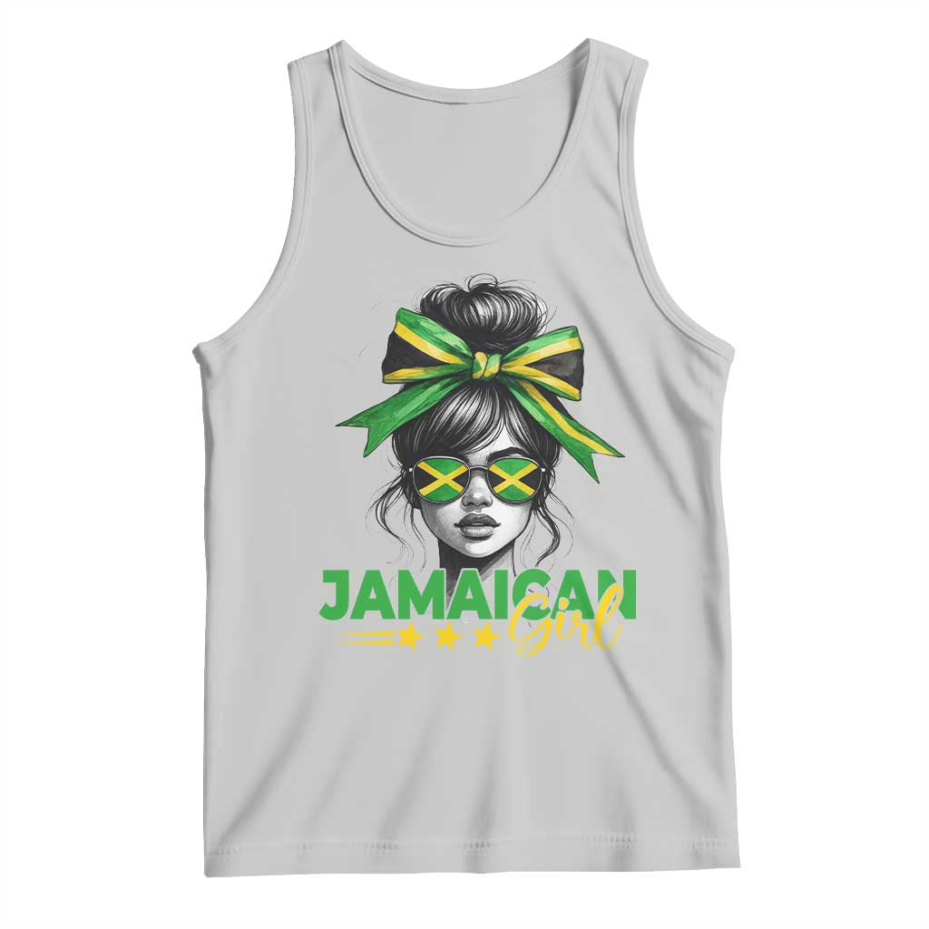 Proud Jamaican Girl Tank Top Jamaica Messy Bun Retro Vintage Jamaican Flag TS10 Ash Print Your Wear