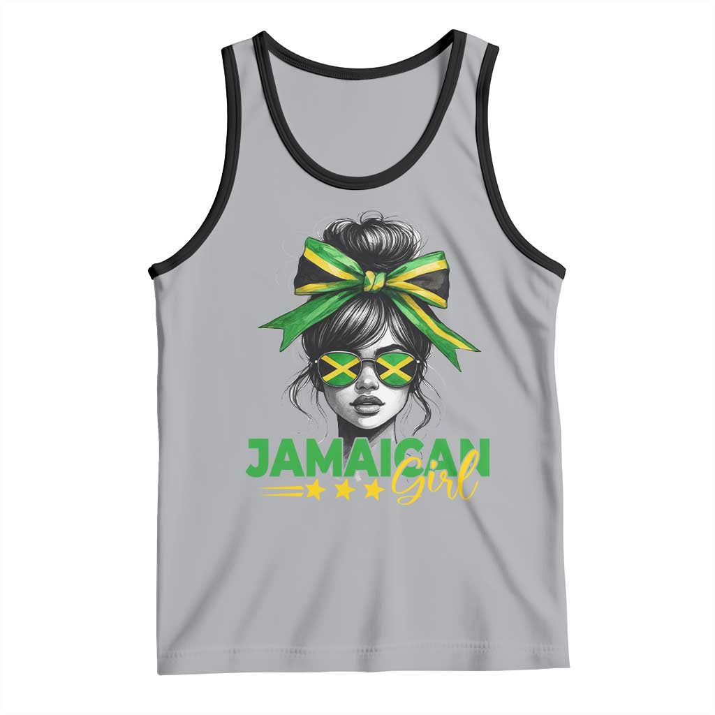Proud Jamaican Girl Tank Top Jamaica Messy Bun Retro Vintage Jamaican Flag TS10 Athletic Heather Black Print Your Wear