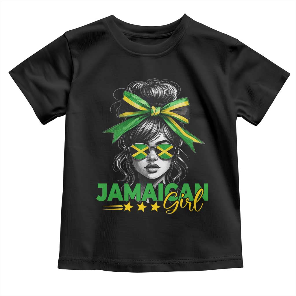 Proud Jamaican Girl Toddler T Shirt Jamaica Messy Bun Retro Vintage Jamaican Flag TS10 Black Print Your Wear