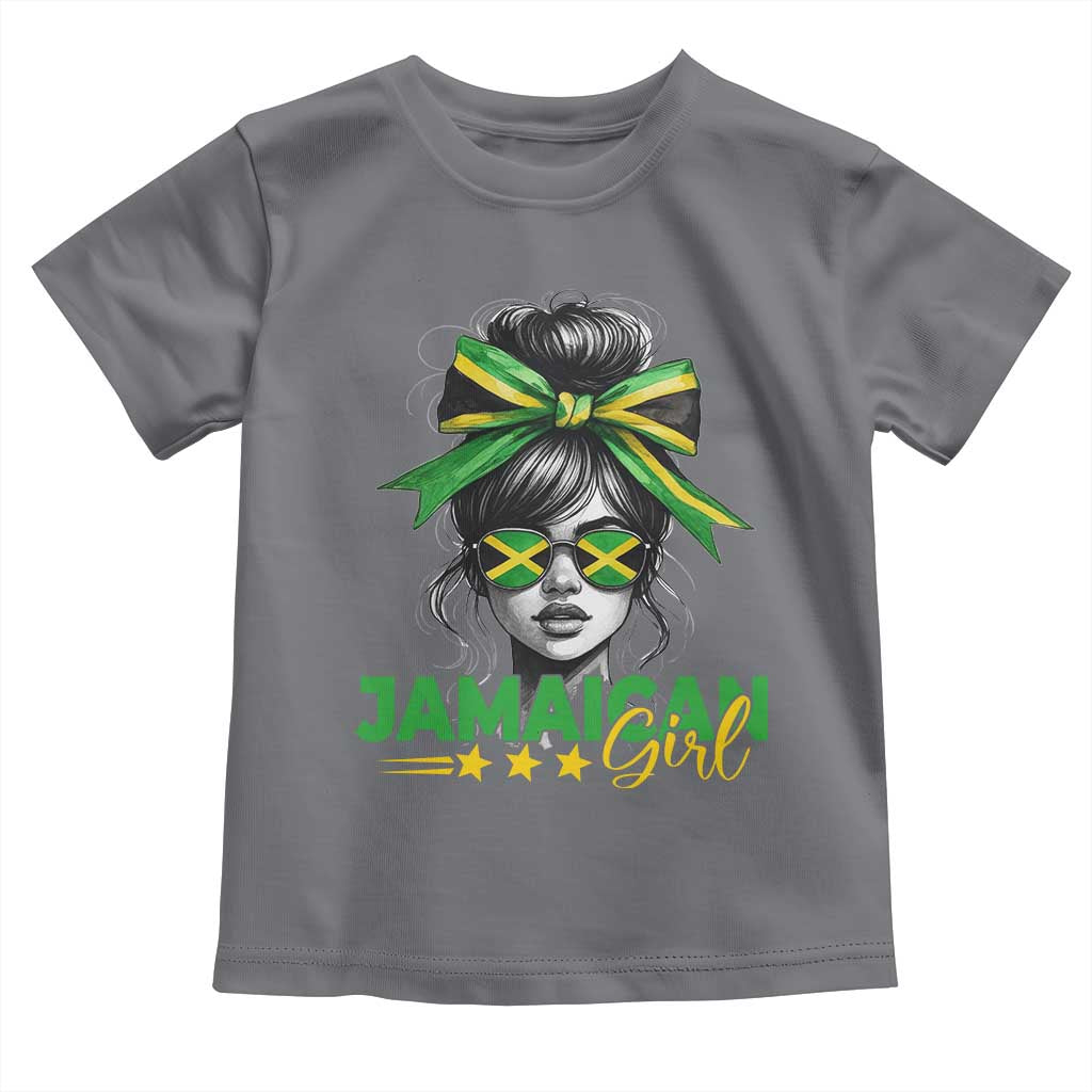 Proud Jamaican Girl Toddler T Shirt Jamaica Messy Bun Retro Vintage Jamaican Flag TS10 Charcoal Print Your Wear