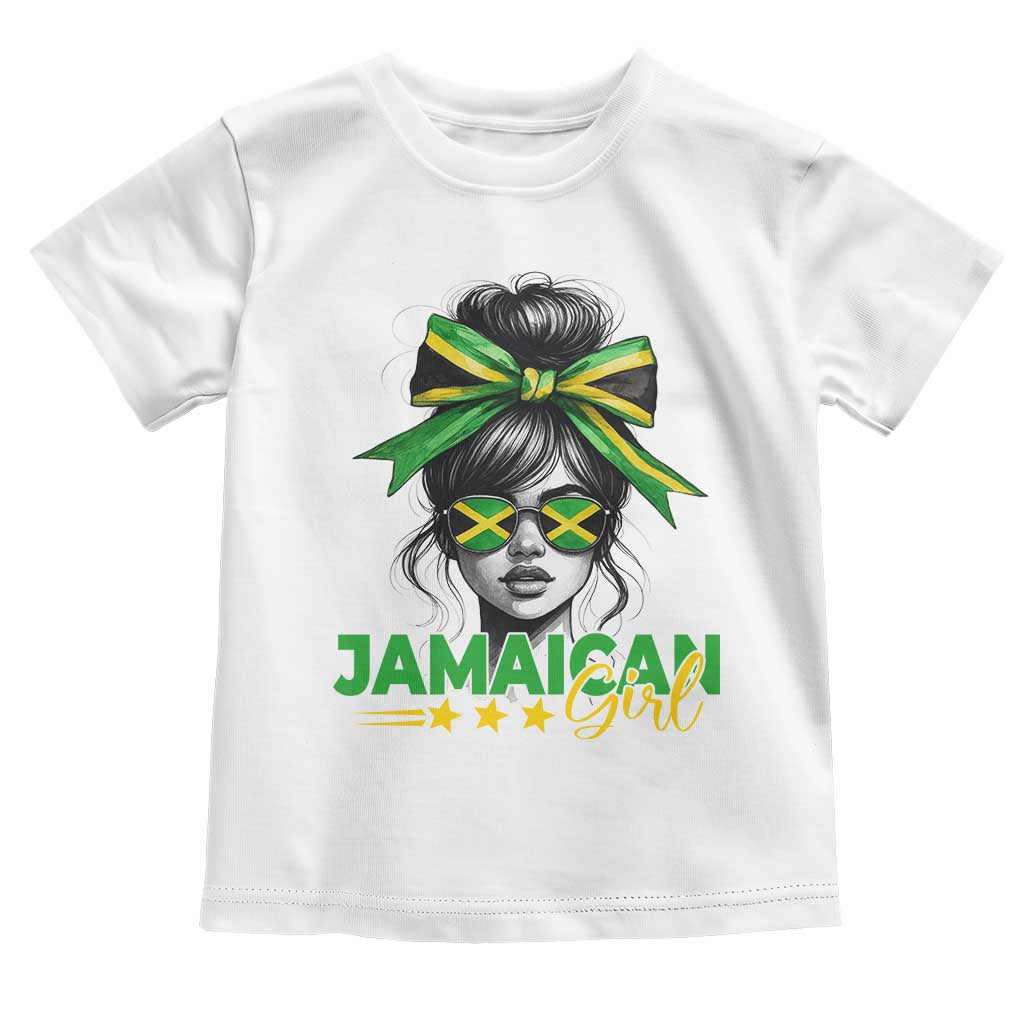Proud Jamaican Girl Toddler T Shirt Jamaica Messy Bun Retro Vintage Jamaican Flag TS10 White Print Your Wear