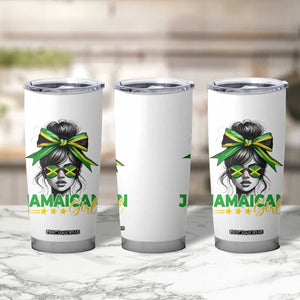 Proud Jamaican Girl Tumbler Cup Jamaica Messy Bun Retro Vintage Jamaican Flag TS10 Print Your Wear