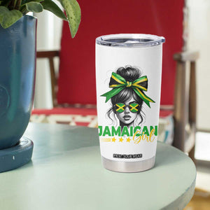Proud Jamaican Girl Tumbler Cup Jamaica Messy Bun Retro Vintage Jamaican Flag TS10 Print Your Wear
