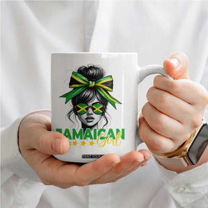 Proud Jamaican Girl Coffee Mug Jamaica Messy Bun Retro Vintage Jamaican Flag TS10 Print Your Wear