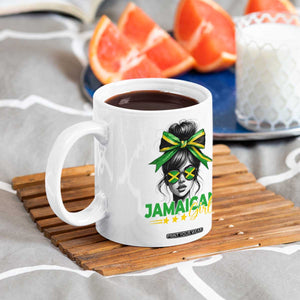 Proud Jamaican Girl Coffee Mug Jamaica Messy Bun Retro Vintage Jamaican Flag TS10 Print Your Wear